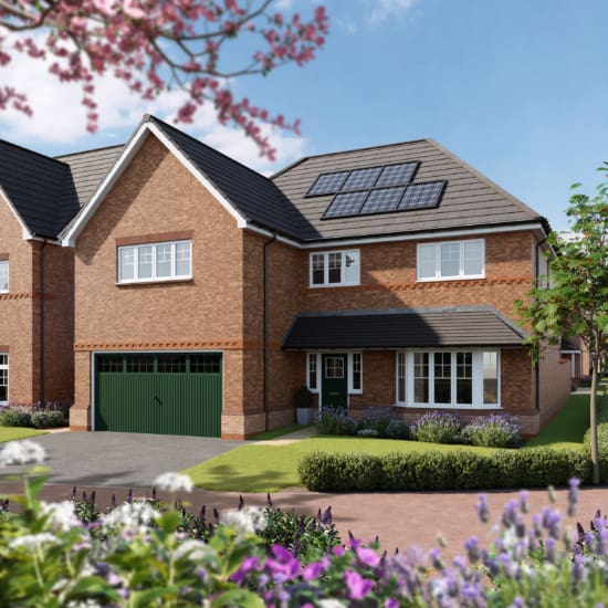 CGI external view of a detached 5 bedroom new build home, The Bowdon